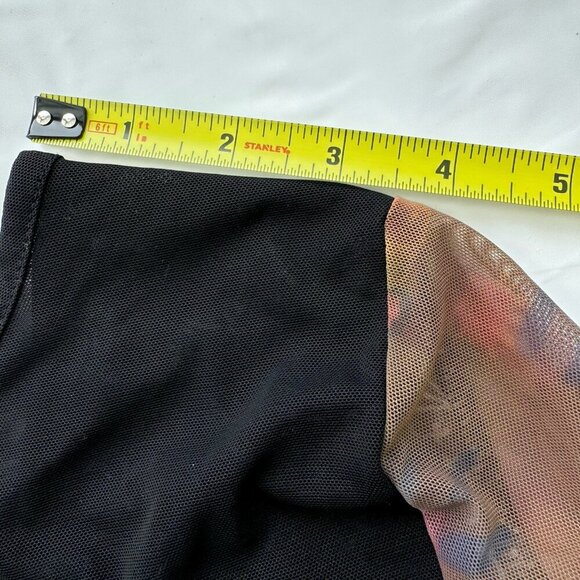 Desigual Women's Long Sleeve Geometric Print Top Sheer Floral Sleeves Size Small - Picture 13 of 16